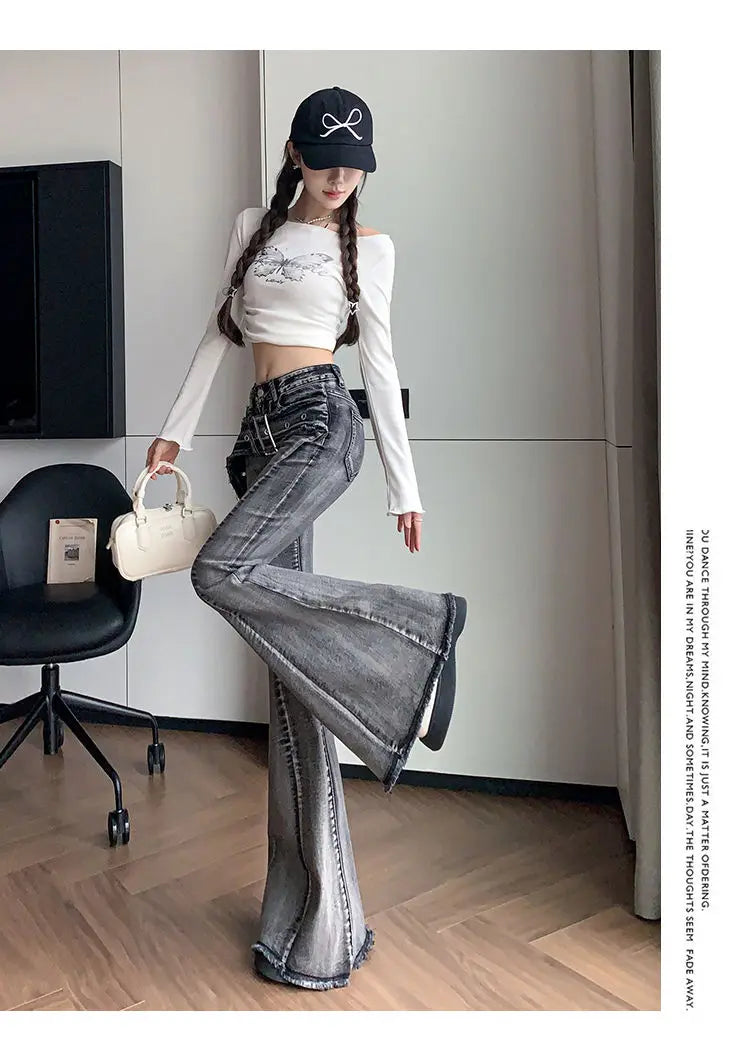 Y2K Black Micro Flared Jeans Women