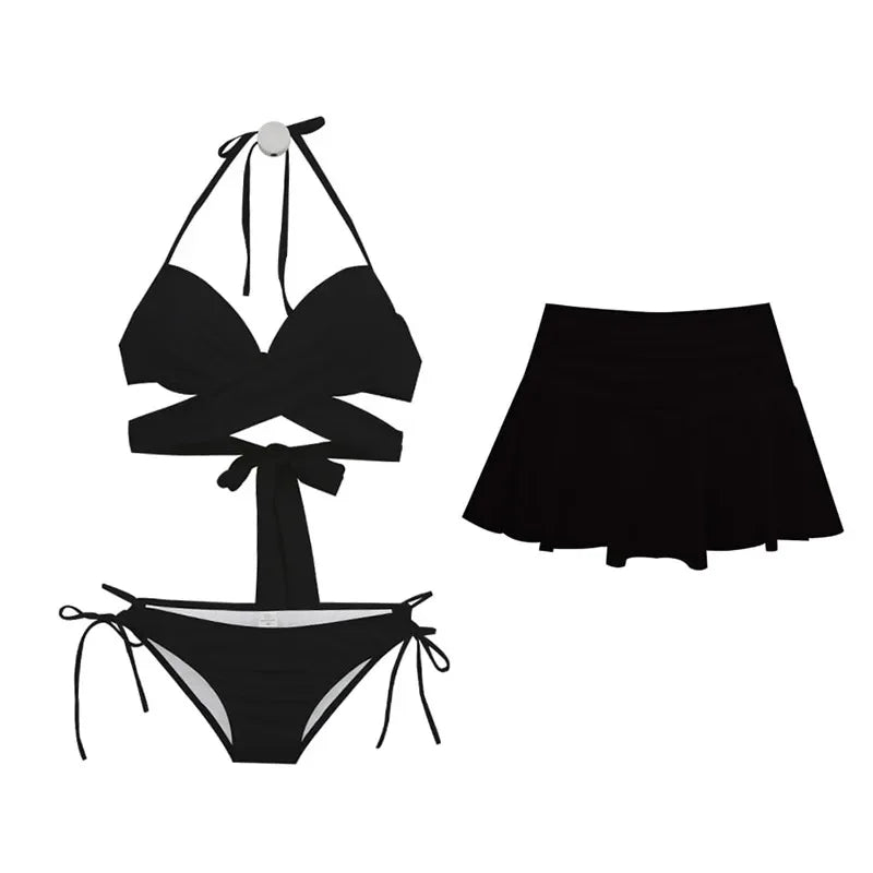 Minimalist Three-Piece Split Bikini Swimsuit Women