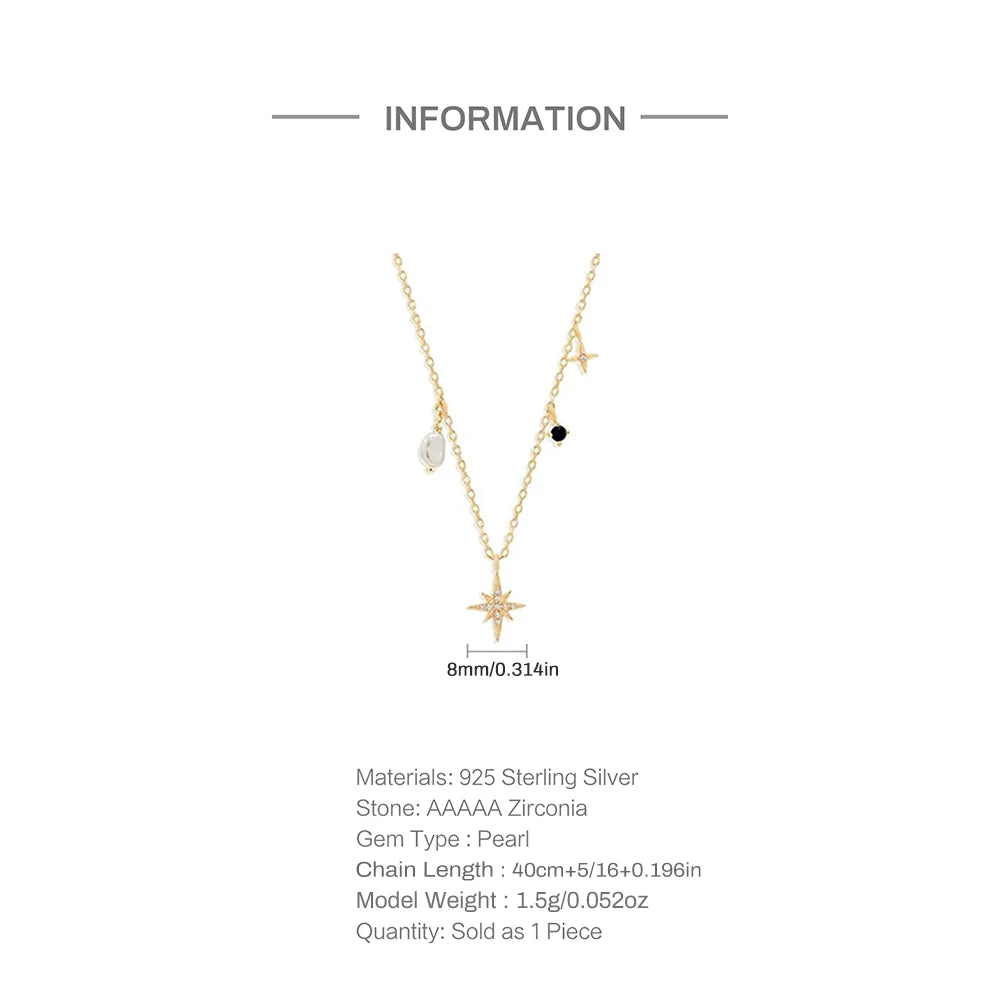 S925 Silver Octagonal Star Zircon Necklace