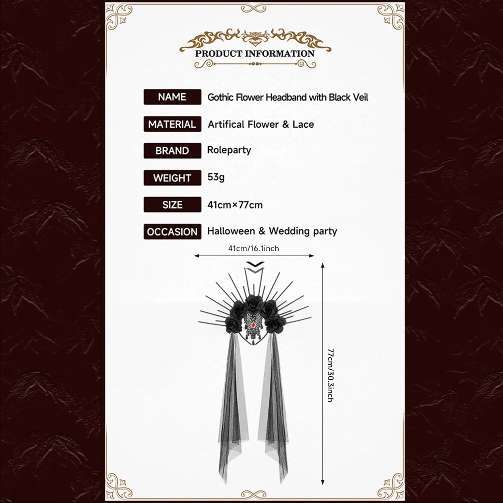 Halloween Queen Retro Mesh Floral Headband