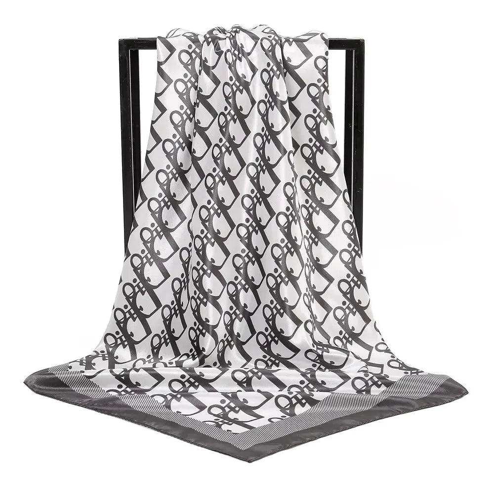 Vintage Printed Silk Neck Hair Scarf