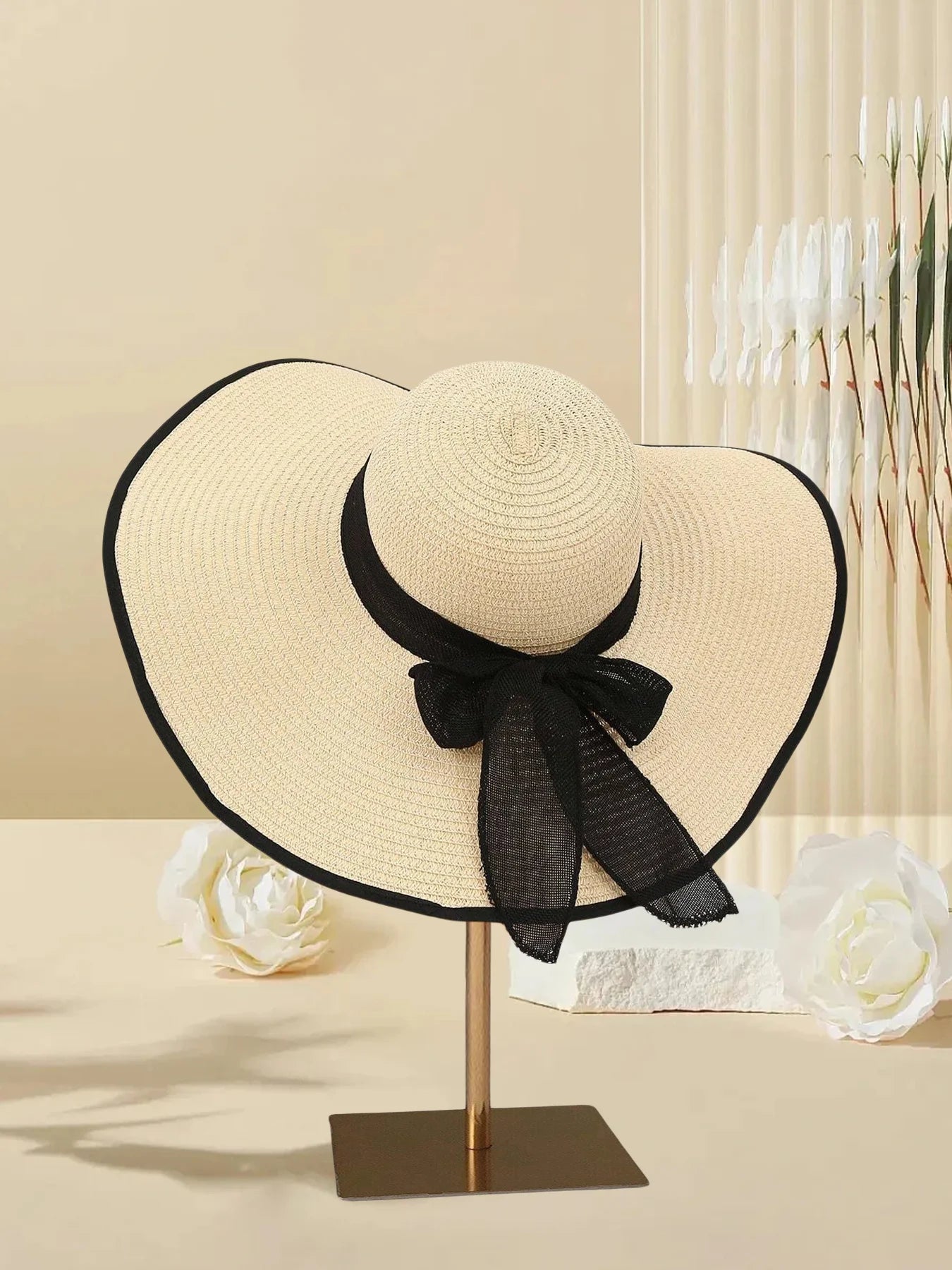 Foldable Large Brim Straw Beach Hat Women