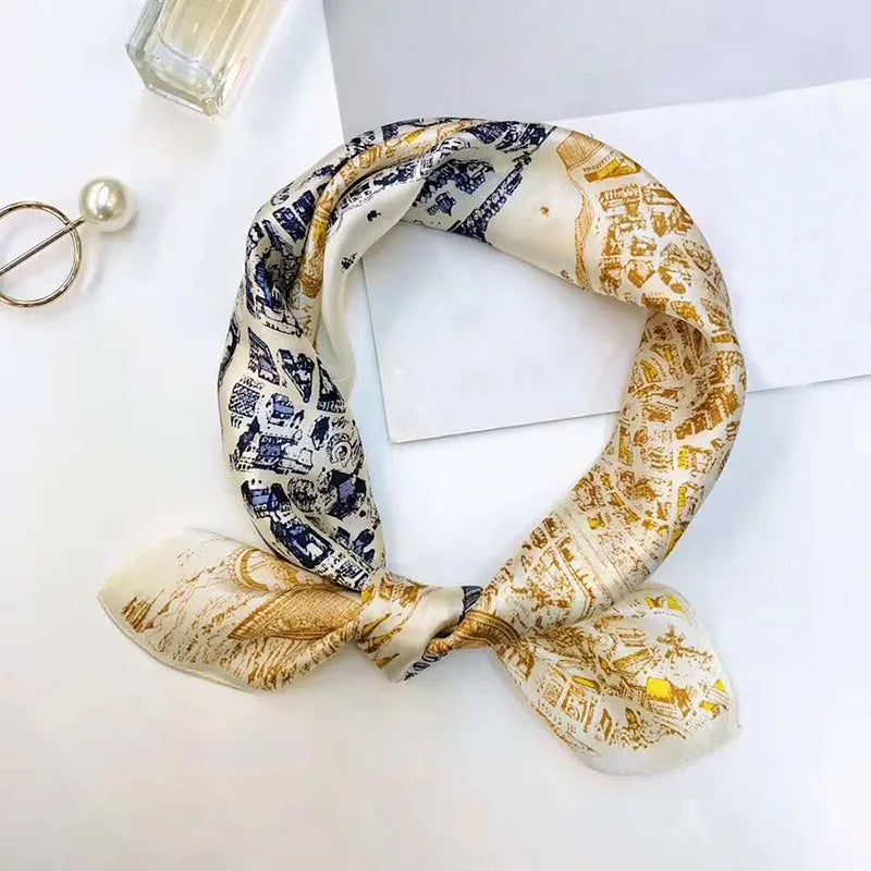 100% Silk Printed Neck Hair Scarf