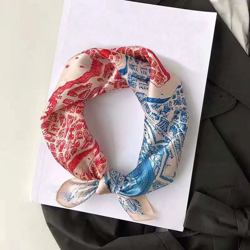 100% Silk Printed Neck Hair Scarf