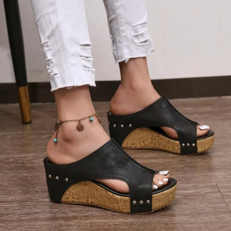 Roman Open Toe Wedge Sandals