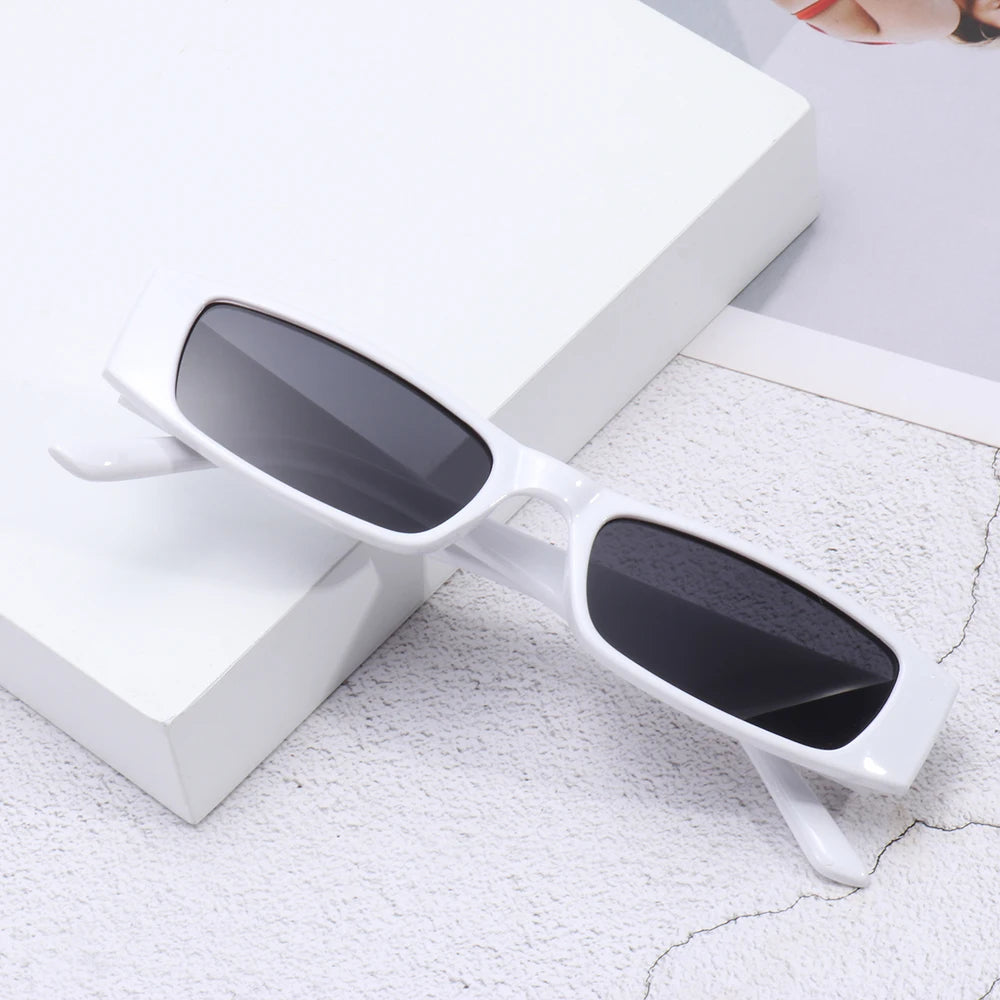 Retro Narrow Rectangle Leopard Frame Sunglasses