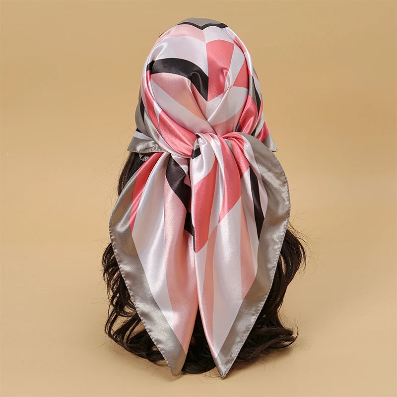 Satin Square Hijab Elegant Silk Neckerchief