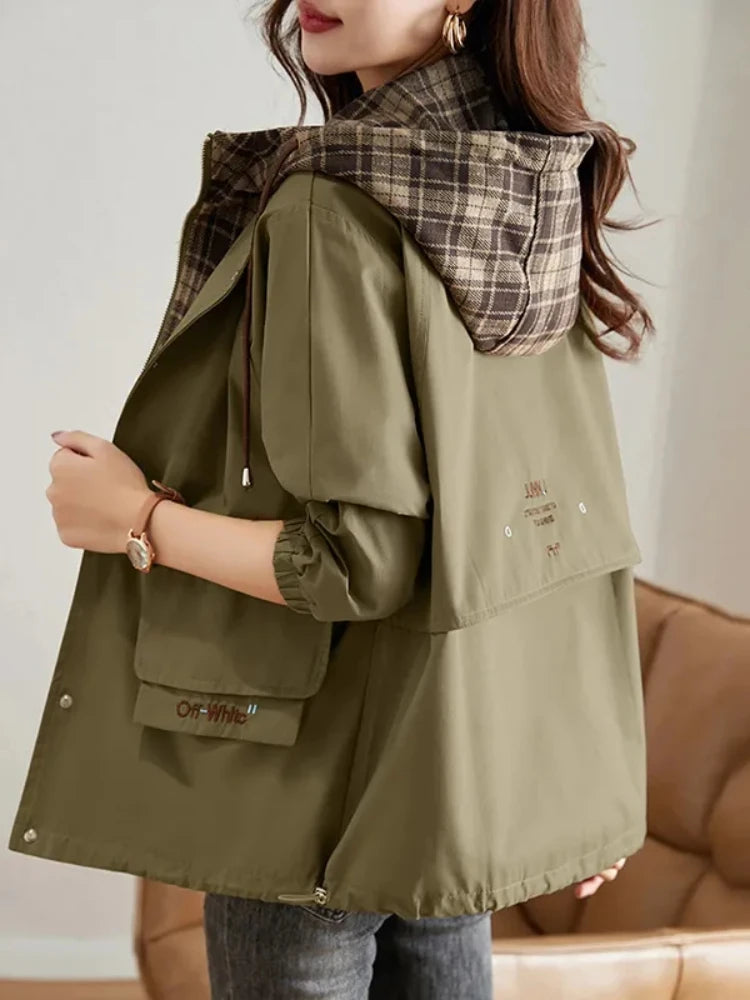 Short Hooded Windbreaker Loose Outerwear Women