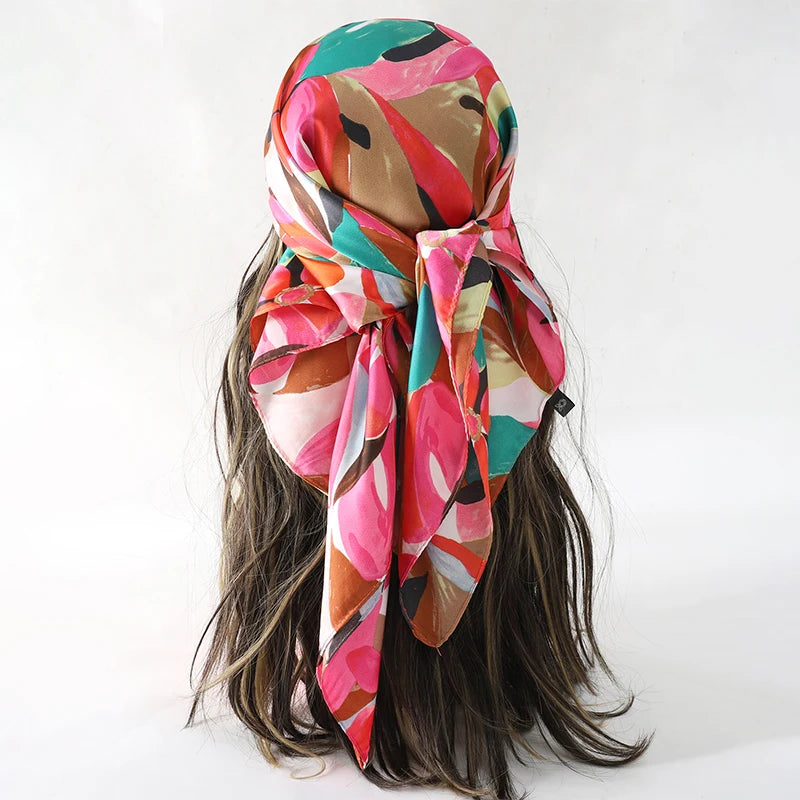Bohemian Floral Print Silk Scarf