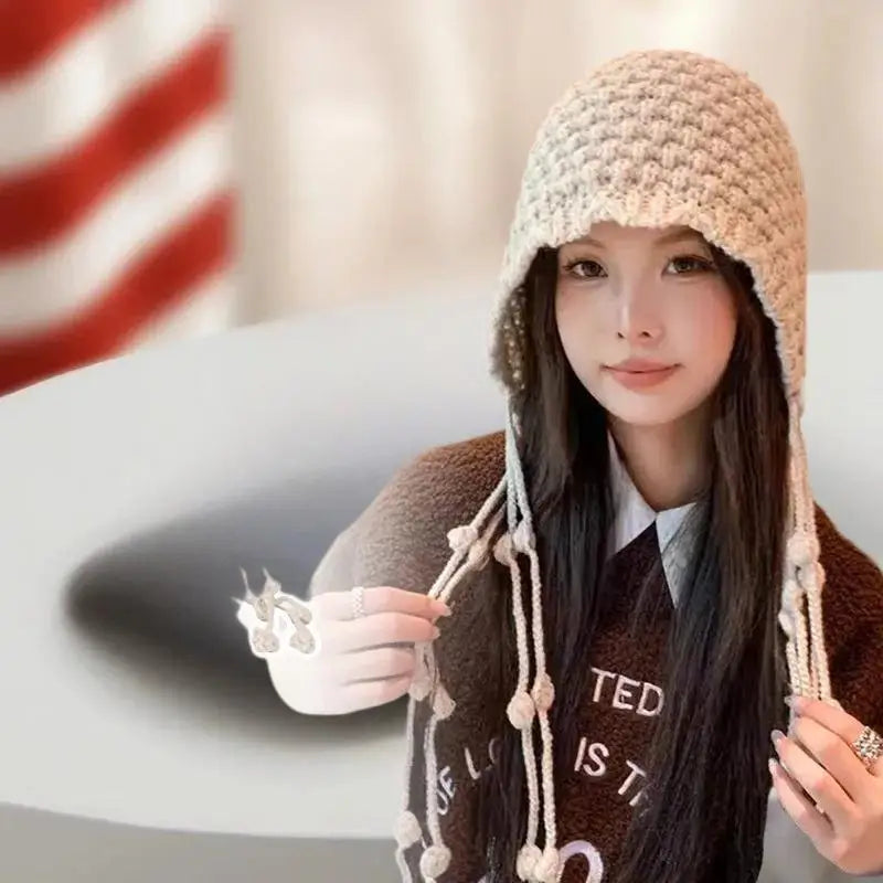Thickened Knitted Baotou Hat with Tassel
