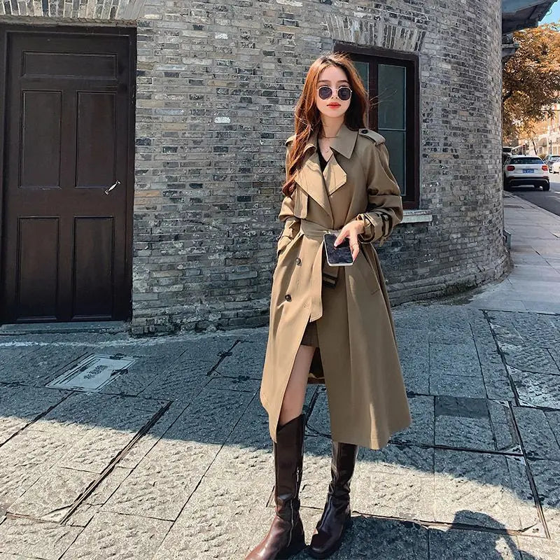 Double-Breasted Mid-Length Trench Jacket Women