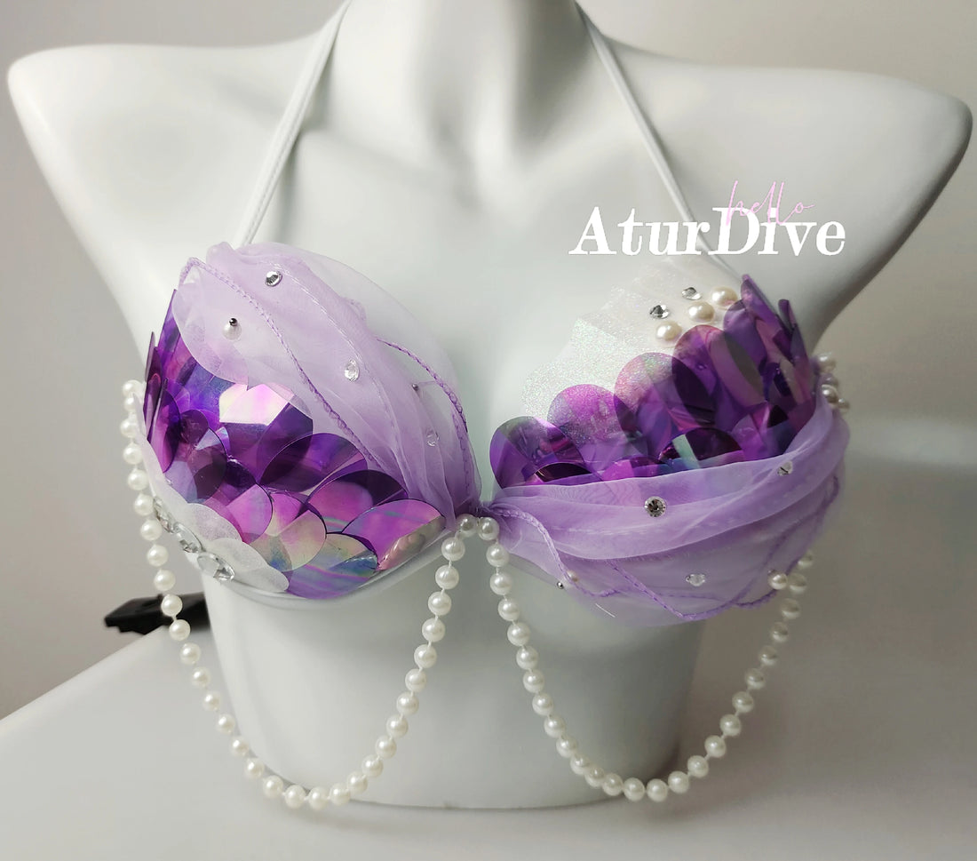 Large Cup Sequin Mermaid Bikini Top Women