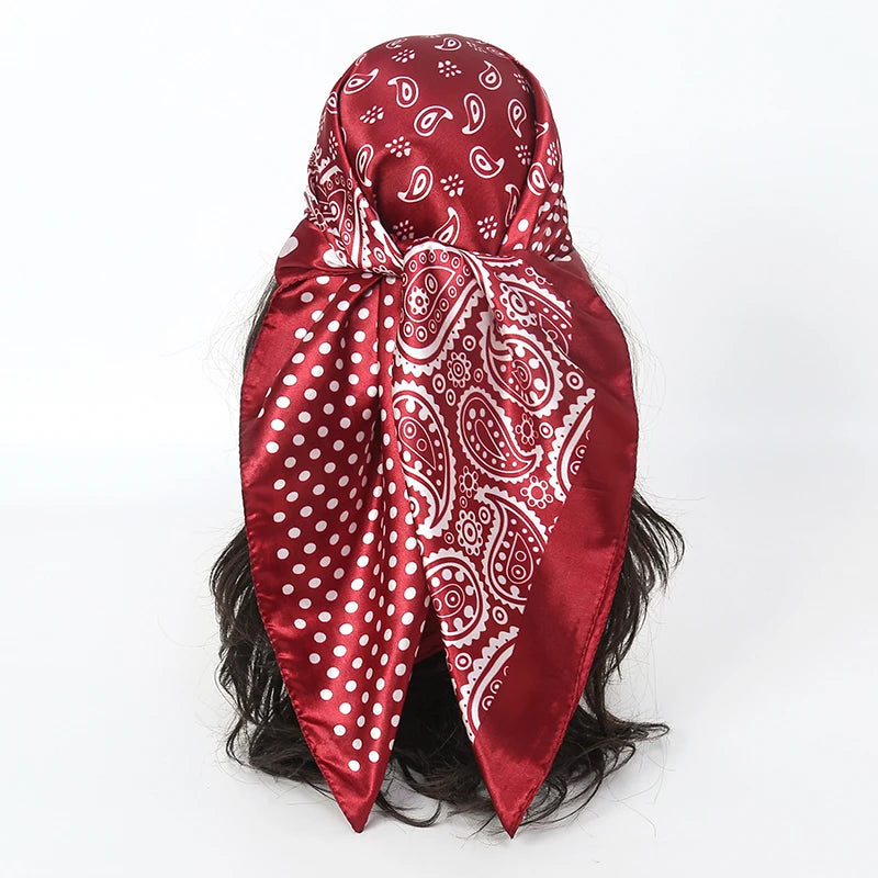 Satin Square Hijab Elegant Silk Neckerchief