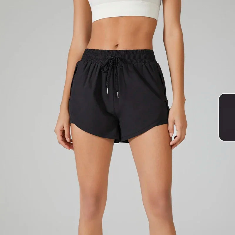 High Waist Double Layer Running Shorts