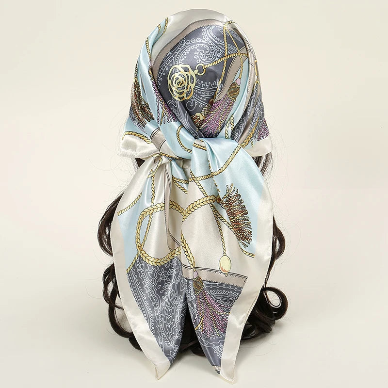 Satin Square Hijab Elegant Silk Neckerchief