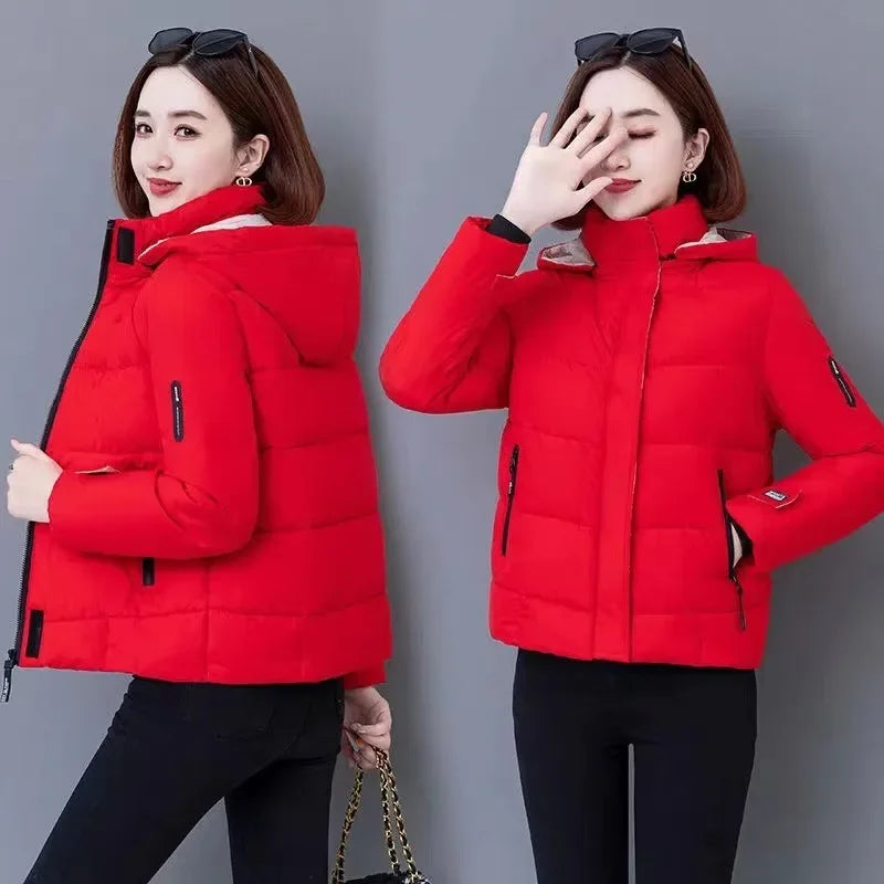 Thick Fleece Puffer Hooded Jacket Women