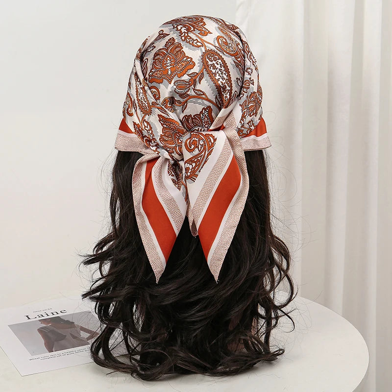 Bohemian Floral Print Silk Scarf