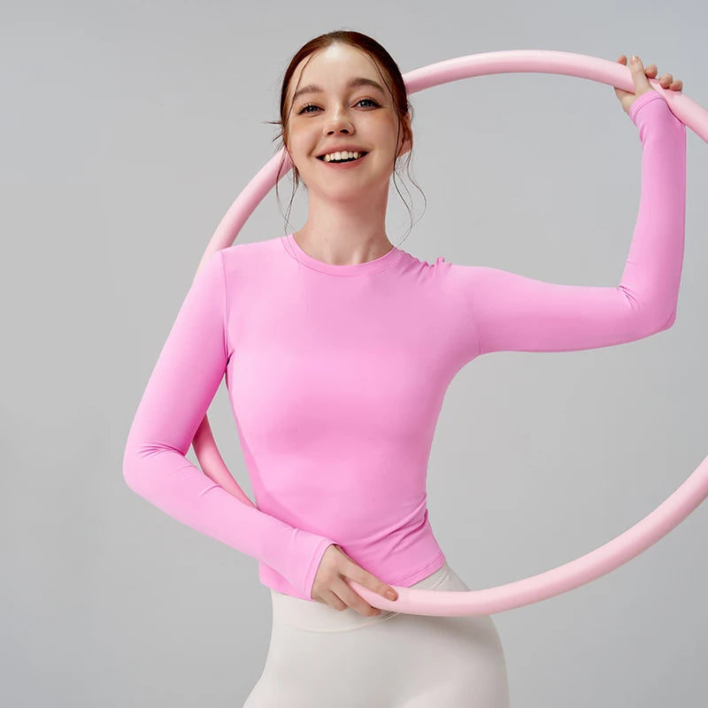 Long Sleeve Gym Fitness O-Neck Top Women