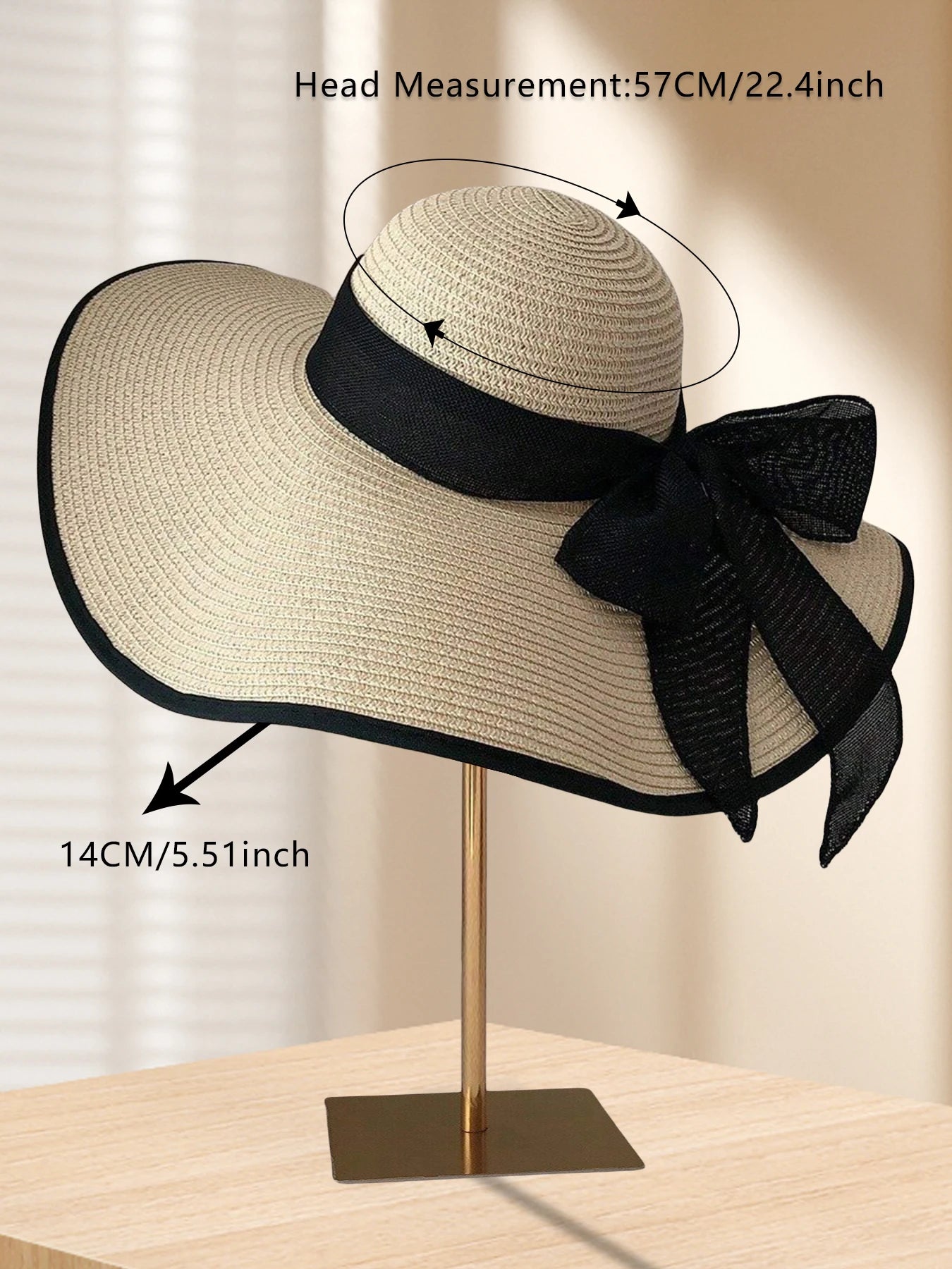 Foldable Large Brim Straw Beach Hat Women