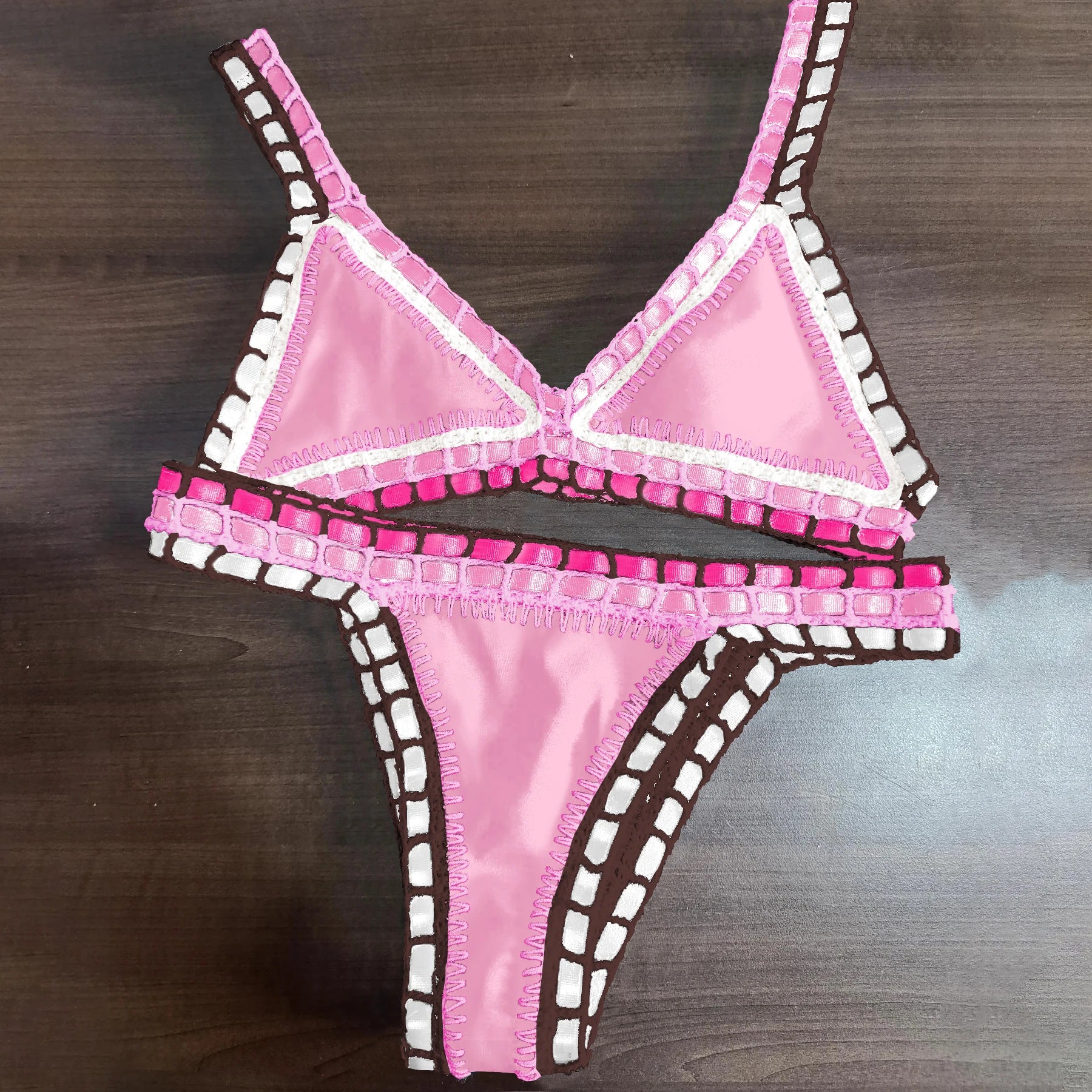 Pink Crochet Micro Bikini Set Women