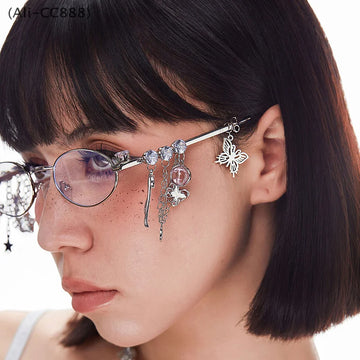 Oval Frame Tassel Charm Anti-Blu-Ray Glasses