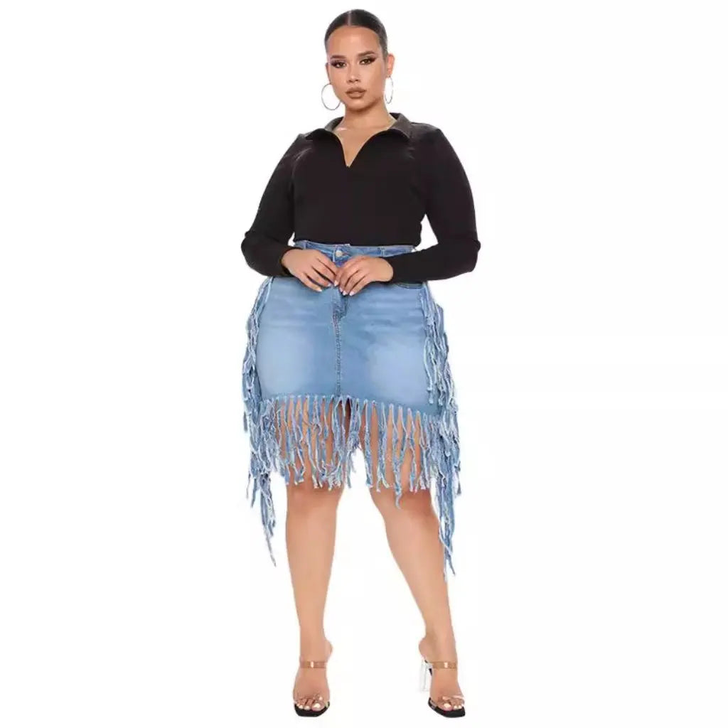 Large Tassel Denim Skirt Women