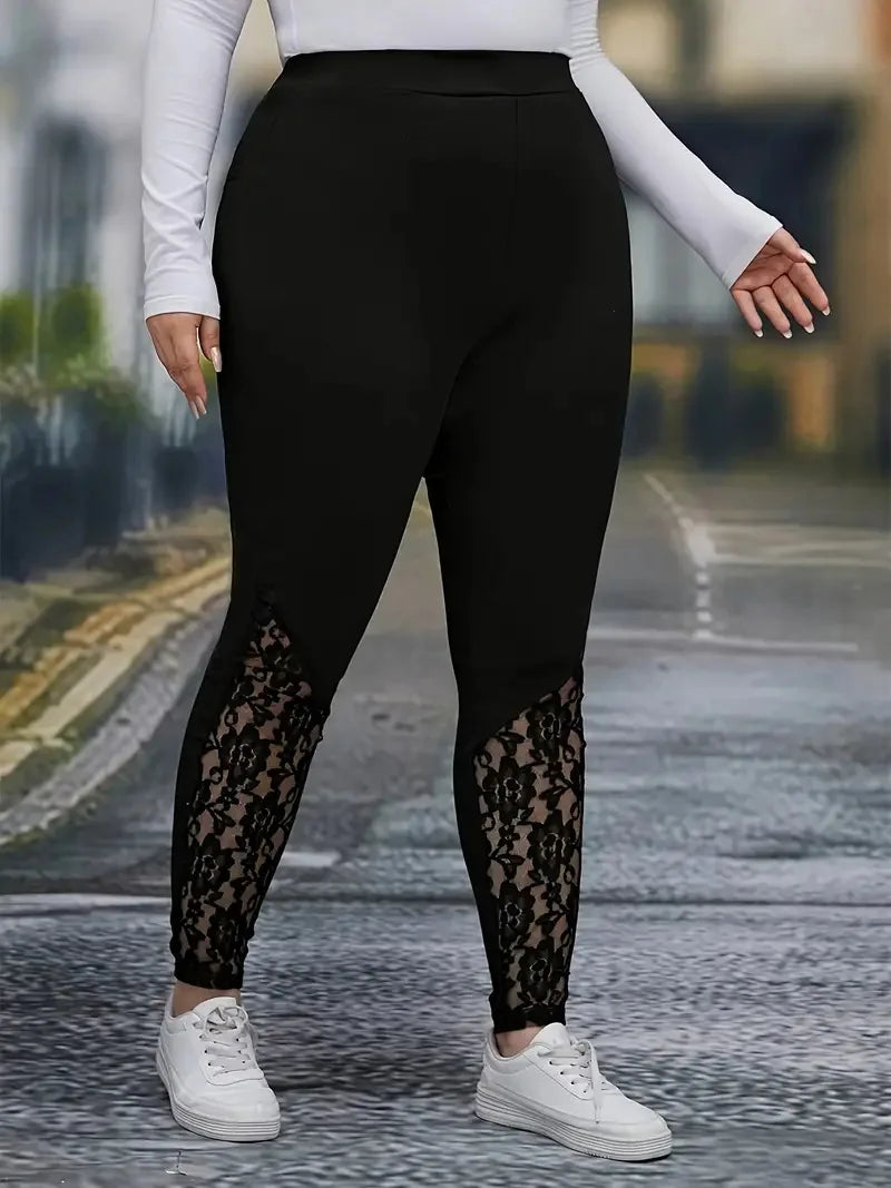 Contrast Lace High Waist Leggings