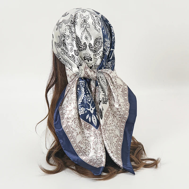 Satin Square Hijab Elegant Silk Neckerchief