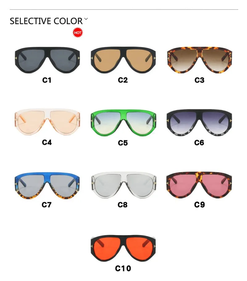 Vintage Oval Large Frame Trendy Sunglasses