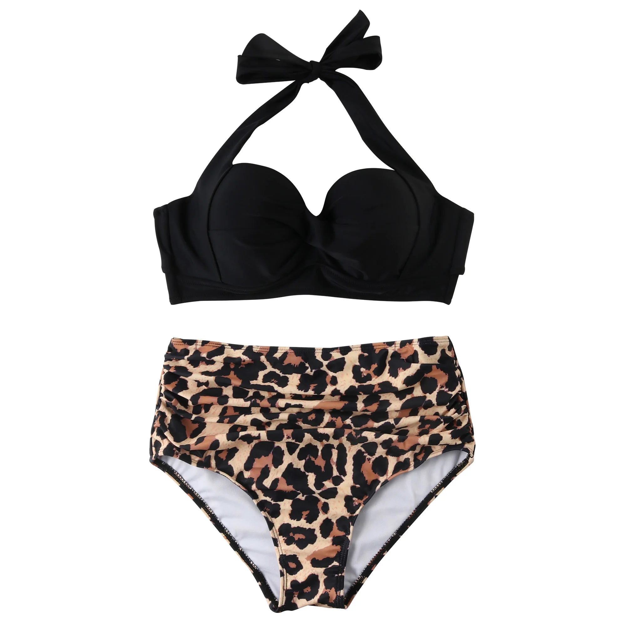 Leopard Push-Up One Shoulder Bikini Women