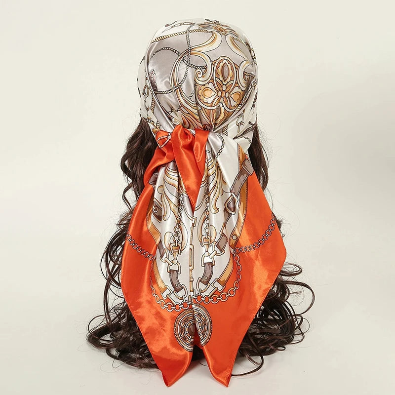 Satin Square Hijab Elegant Silk Neckerchief