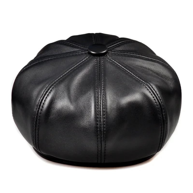 Genuine Leather Painter Vintage Beret Hat