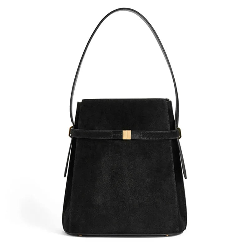 High-End Cowhide Bucket Shoulder Bag