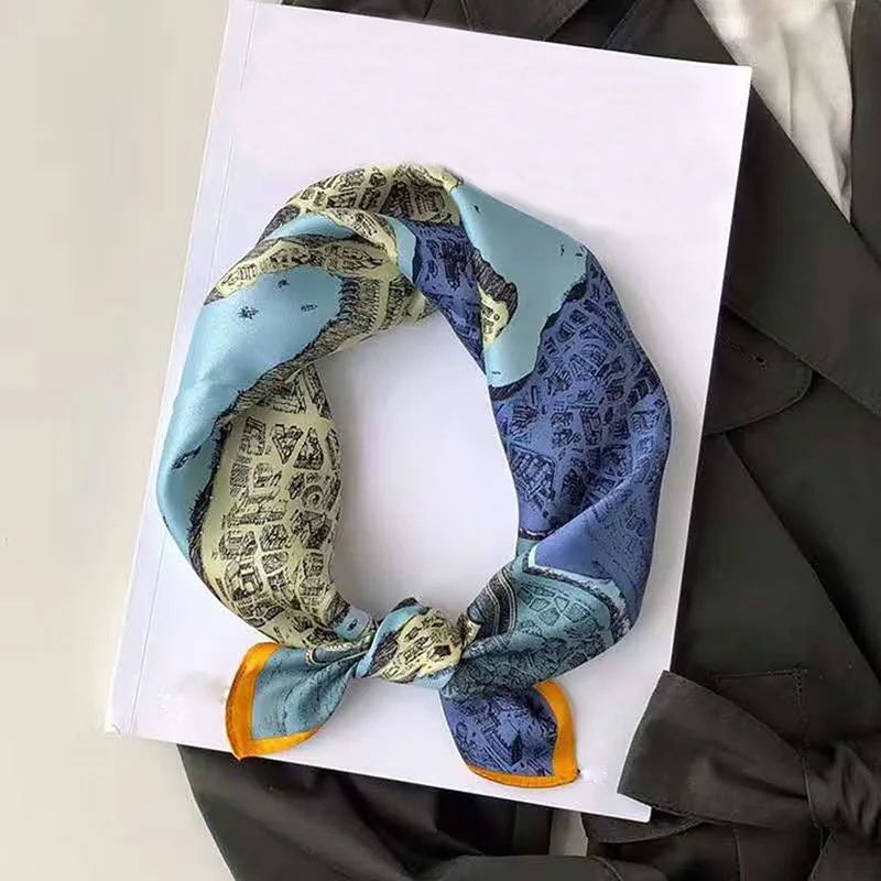 100% Silk Printed Neck Hair Scarf