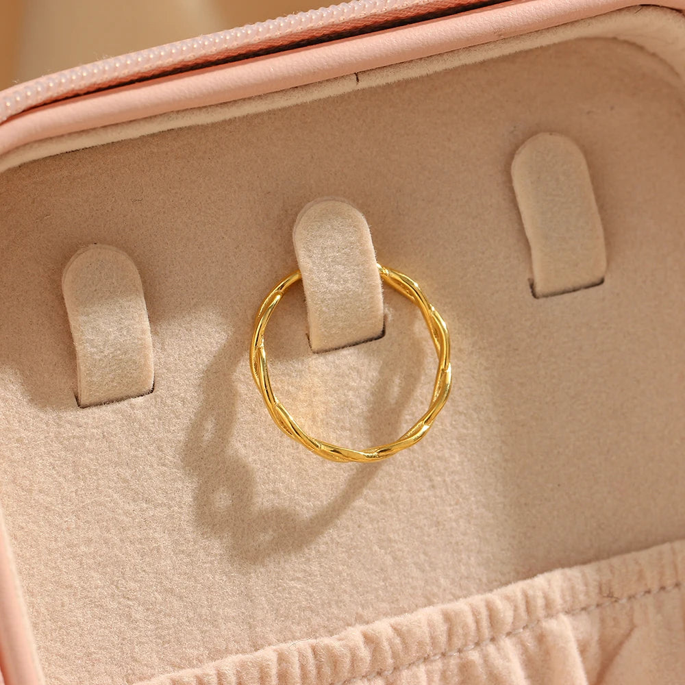 Minimalist Braided Twisted Gold Thin Rings