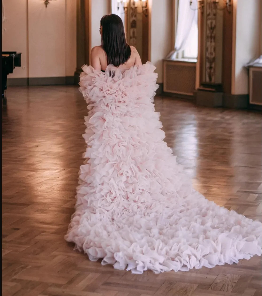 Tiered Tulle Cape Wedding Prom Cloak Bride