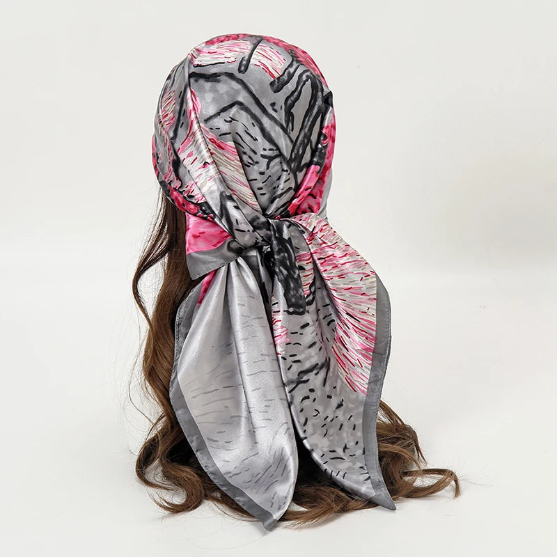 Satin Square Hijab Elegant Silk Neckerchief