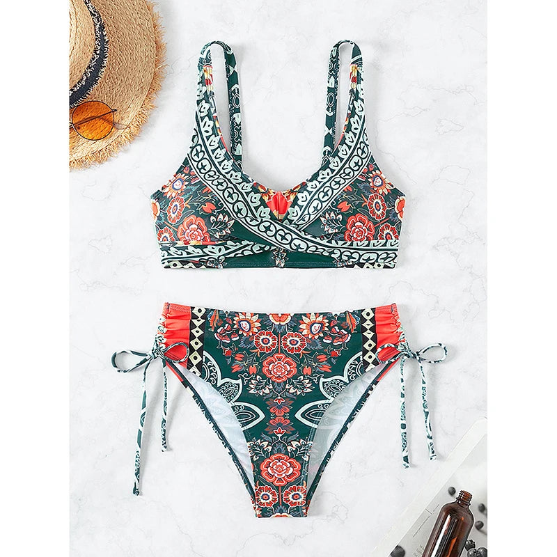 Plus Size Push-Up Floral Bikini Set Women