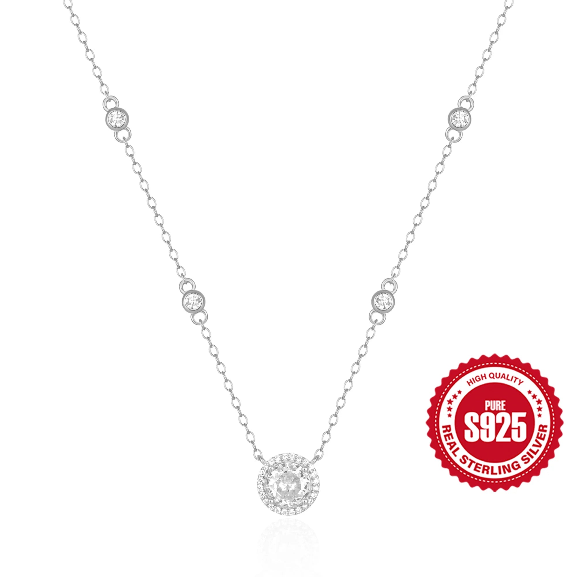 S925 Silver Octagonal Star Zircon Necklace