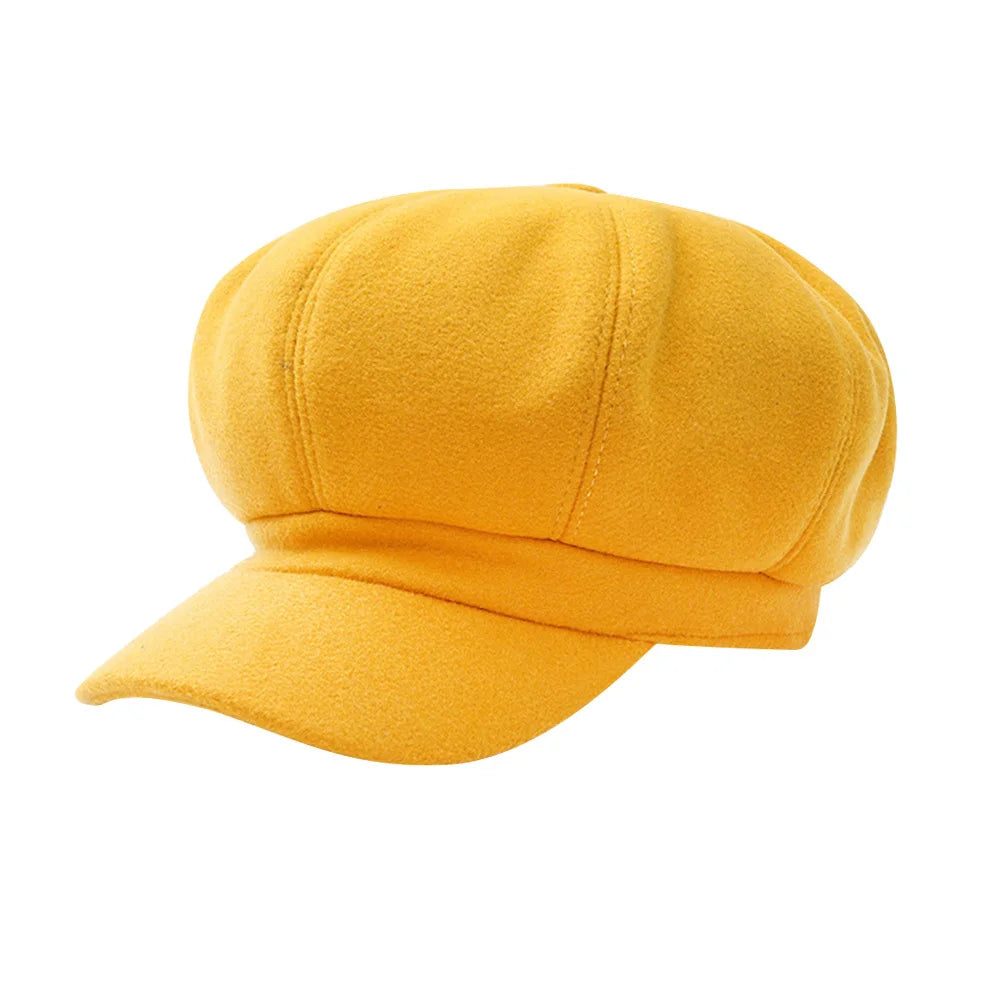 Woolen Octagonal Beret Autumn Winter Cap