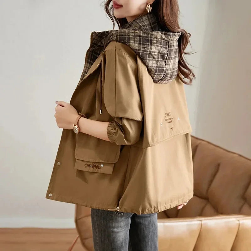 Short Hooded Windbreaker Loose Outerwear Women