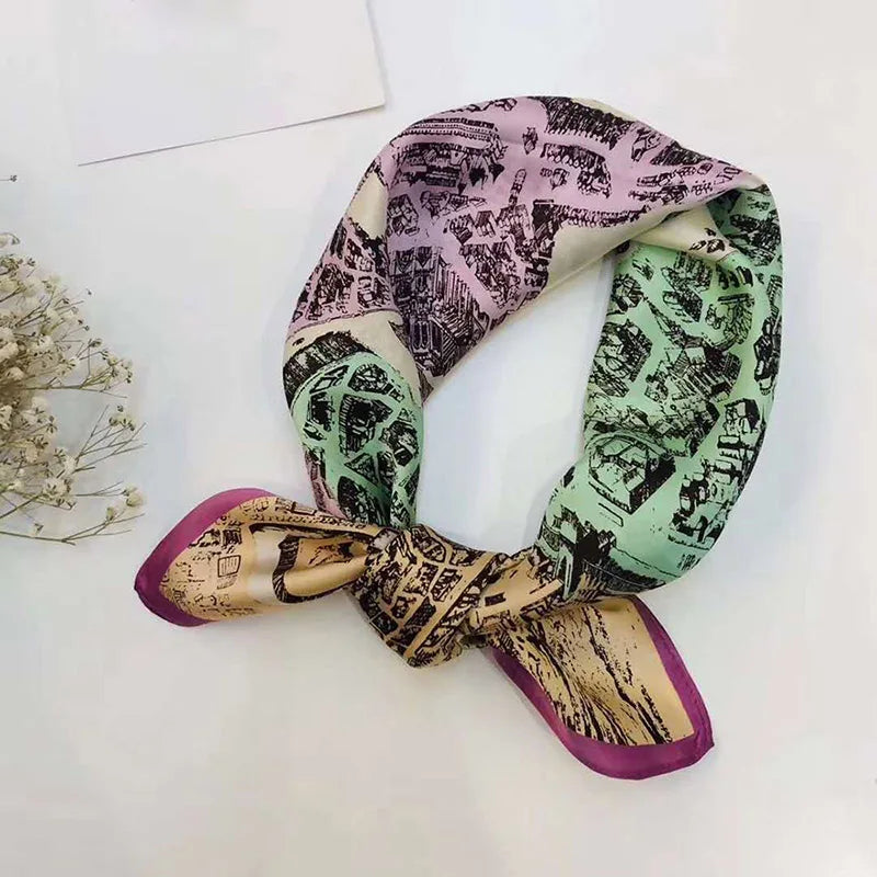 100% Silk Printed Neck Hair Scarf