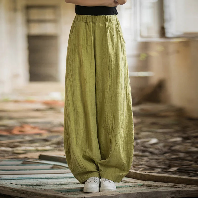 Cotton Linen Baggy Cargo Pants Women