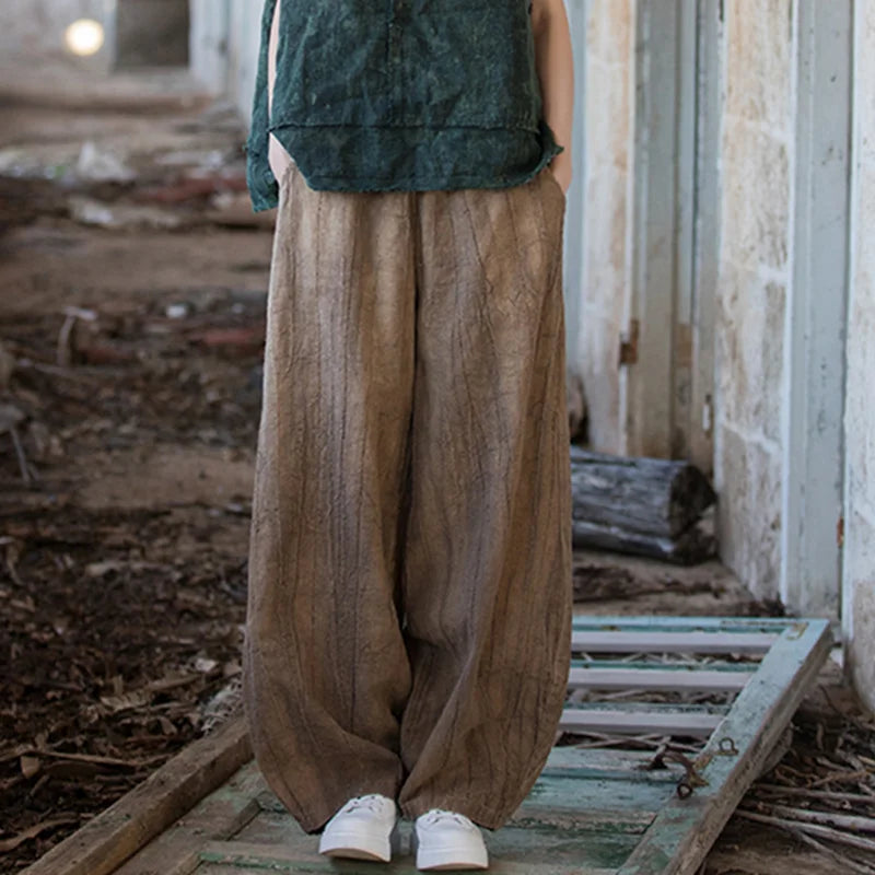 Cotton Linen Baggy Cargo Pants Women