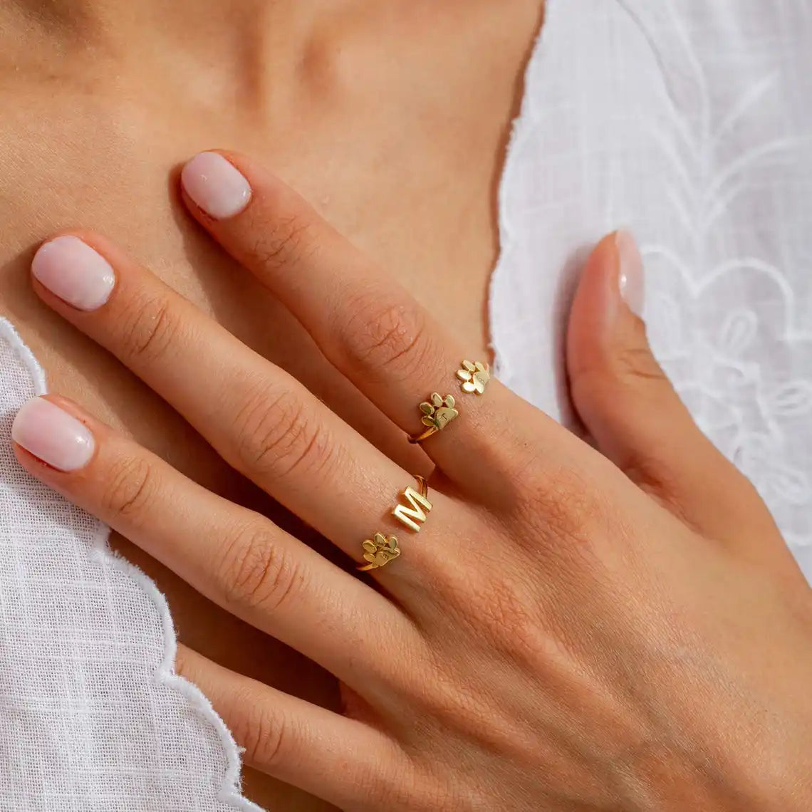 Custom Stainless Steel Dog Paw Memorial Ring