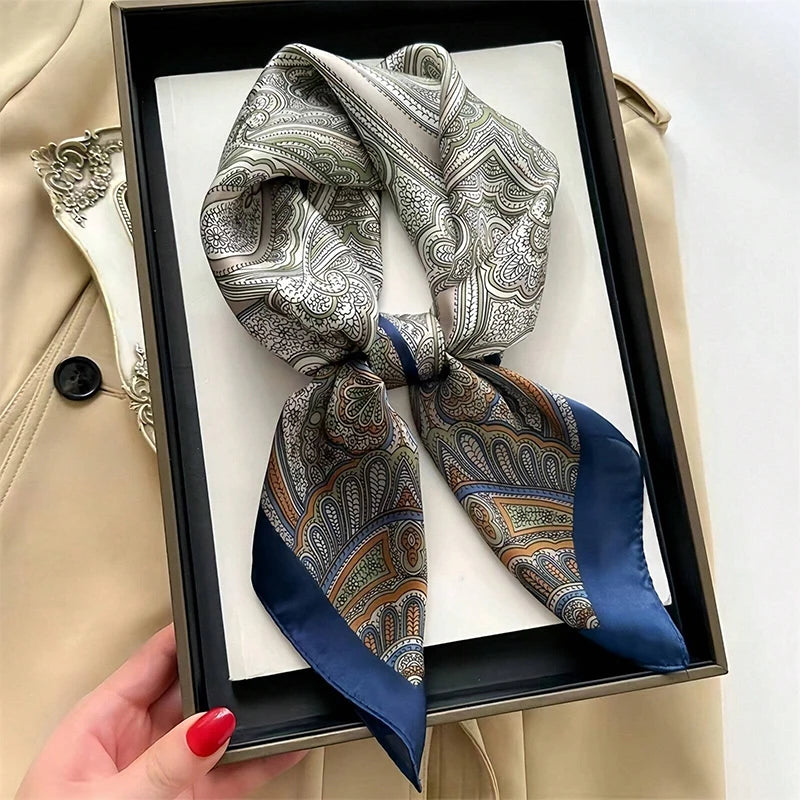 Luxury Satin Square Scarf Women