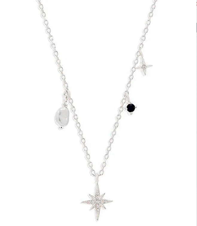 S925 Silver Octagonal Star Zircon Necklace