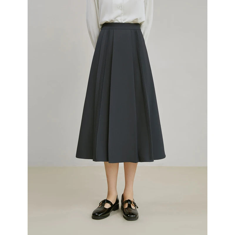 Simple Gray High Waist A-Line Skirt