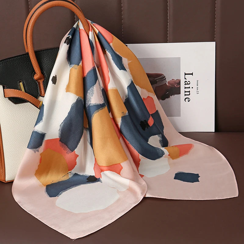 Luxury Satin Square Scarf Women