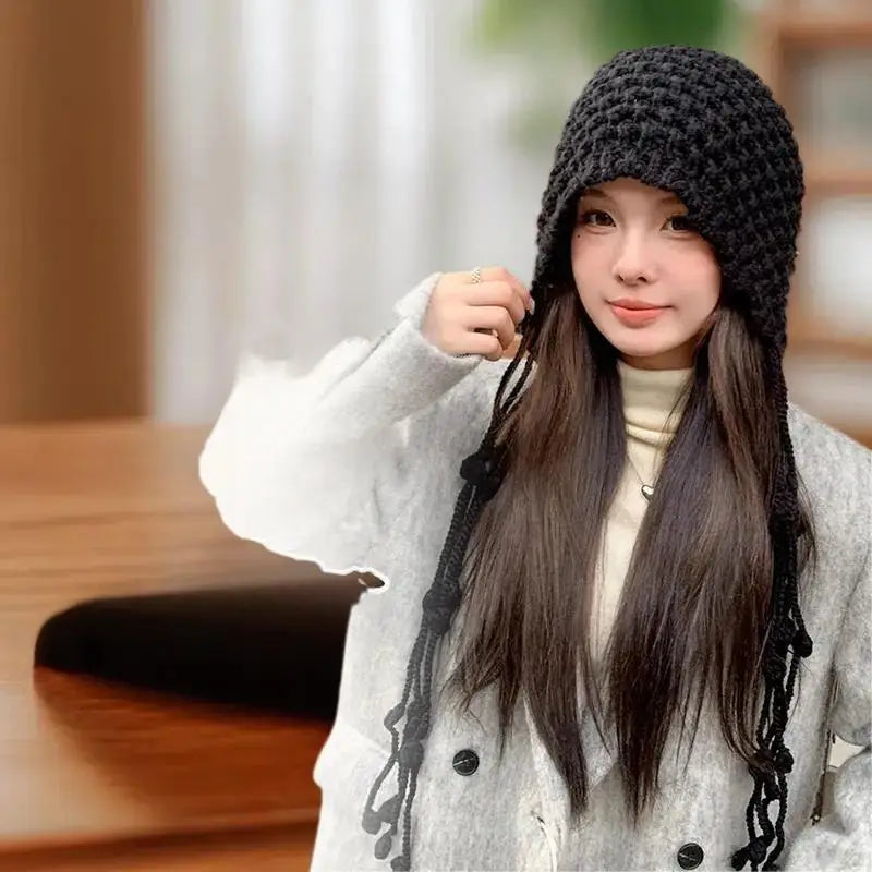 Thickened Knitted Baotou Hat with Tassel